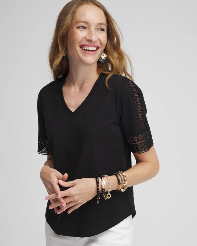 Trim Detail V-neck Tee - image 1